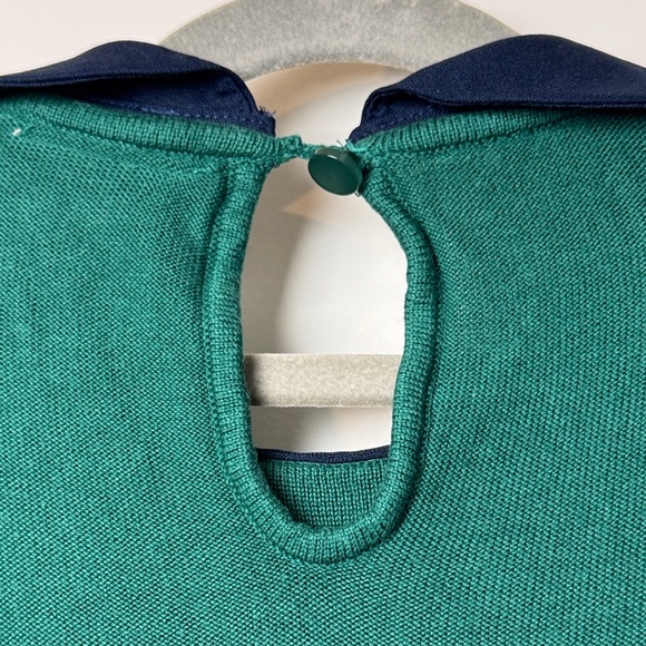Modcloth Green Crewneck Sweater with Navy Peter Pan Collar - Picture 5 of 6